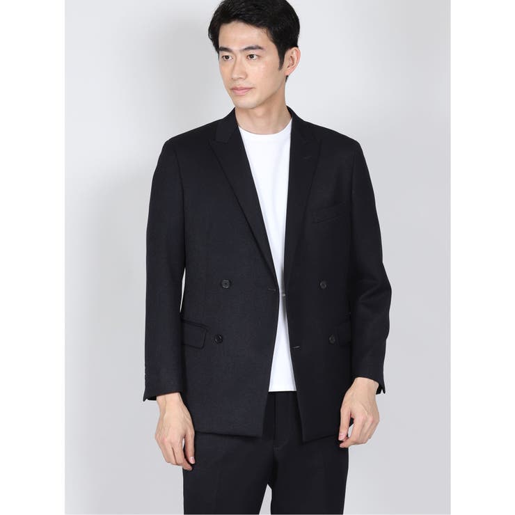 コーディネート スリムフィット ダブルジャケット 紺 | TAKA-Q MEN | 詳細画像1 