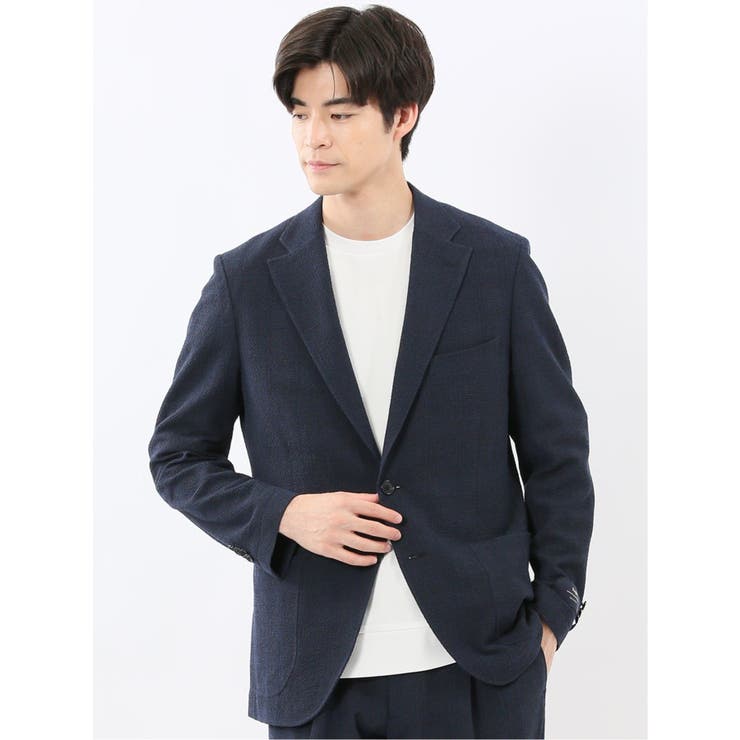 75紺 | ウール混サッカー 2ボタンジャケット(セットアップ可能) | TAKA-Q MEN