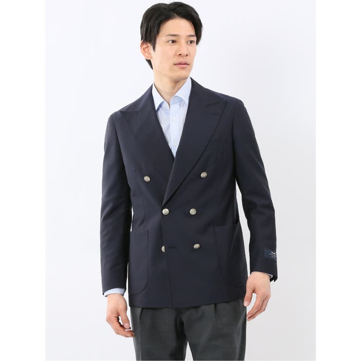75紺 | マルゾット ウール レギュラーフィット ダブル ブレザー 紺 | TAKA-Q MEN