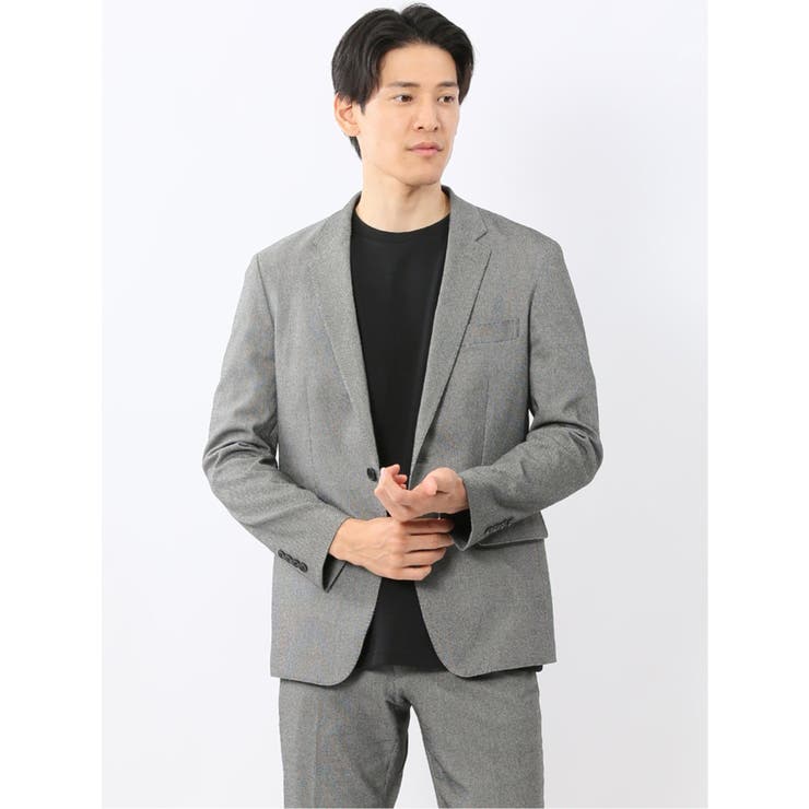 04グレー | クロスストレッチ スリムフィット 2ボタンジャケット | TAKA-Q MEN