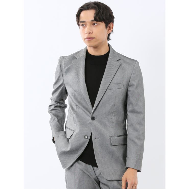04グレー | クロスストレッチ スリムフィット 2ボタンジャケット | TAKA-Q MEN