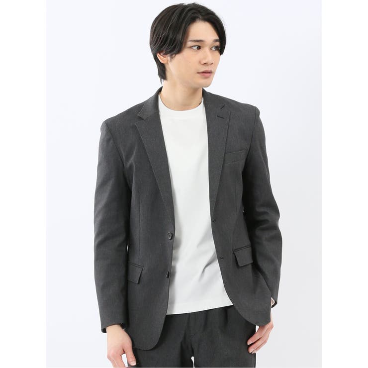 クロスストレッチ スリムフィット 2ボタンジャケット 黒(セットアップ可能) | TAKA-Q MEN | 詳細画像1 