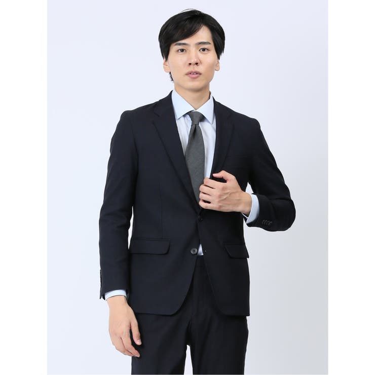 75紺 | クロスストレッチ裏起毛 スリムフィット 2ボタンジャケット | TAKA-Q MEN
