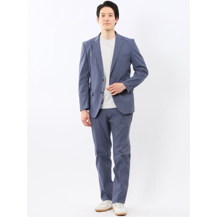 クロスストレッチ スリムフィット 2ボタンジャケット 青(セットアップ可能) | TAKA-Q MEN | 詳細画像5 