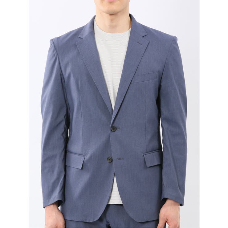 クロスストレッチ スリムフィット 2ボタンジャケット 青(セットアップ可能) | TAKA-Q MEN | 詳細画像6 