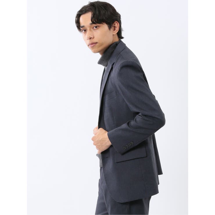 クロスストレッチ スリムフィット 2ボタンジャケット 紺(セットアップ可能) | TAKA-Q MEN | 詳細画像2 