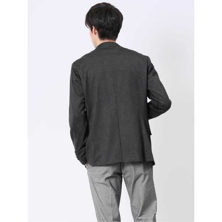 ストレッチポンチ スリムフィット 2ボタンジャケット グレンチェック紺 | TAKA-Q MEN | 詳細画像3 