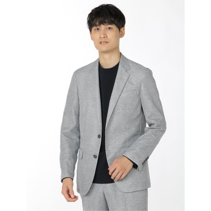 当店の記念日 カラミ織り セットアップ 2ボタンスリムジャケット ライトグレー メンズウェア