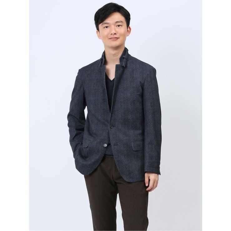 75紺 | TechMove スリムフィット 衿ベルト2ボタンジャケット | TAKA-Q MEN