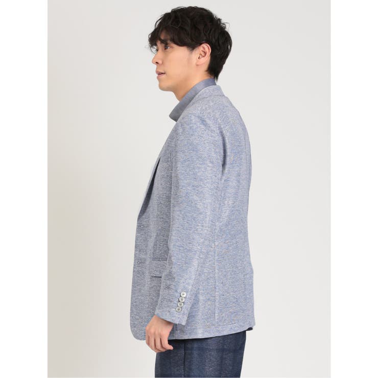 TechLinen スリムフィット 2ボタンジャケット 青[品番