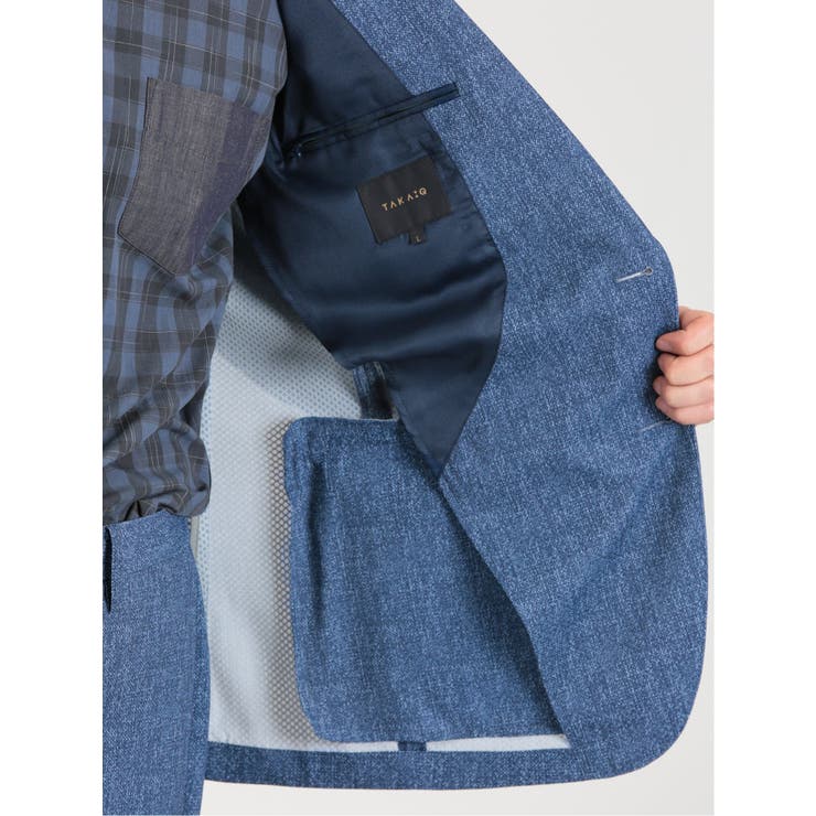 TechDenim スリムフィット 2ボタンジャケット 青(セットアップ可能