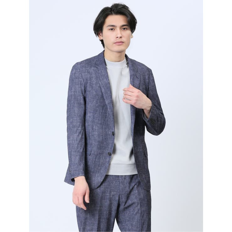 TechDenim スリムフィット 2ボタンジャケット 紺(セットアップ可能) | TAKA-Q MEN | 詳細画像1 