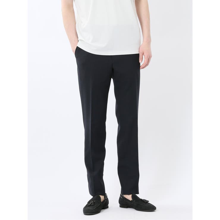 75紺 | 軽量メッシュ スリムフィット ノータックパンツ 紺(セットアップ可能) | TAKA-Q MEN