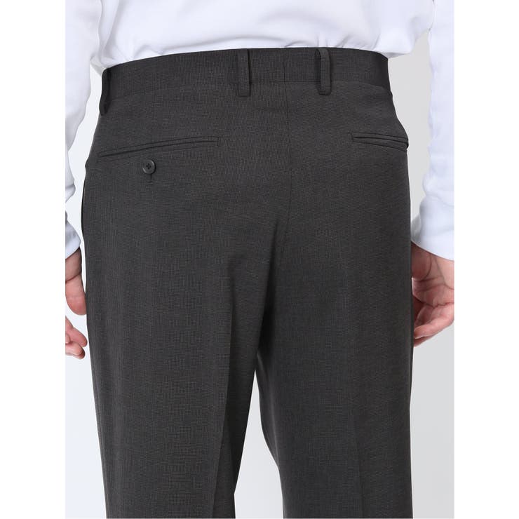 軽量 スリムフィット ノータックパンツ 千鳥黒[品番