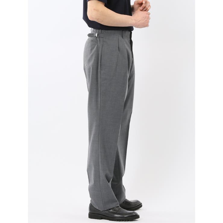 ウール混 ツータック ワイド スラックス ライトグレー | TAKA-Q MEN | 詳細画像4 