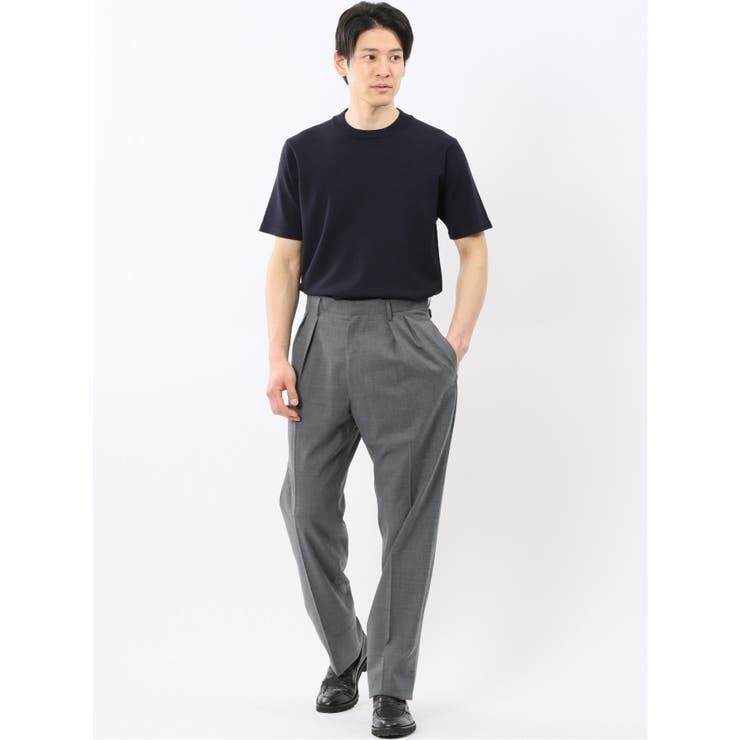 ウール混 ツータック ワイド スラックス ライトグレー | TAKA-Q MEN | 詳細画像5 