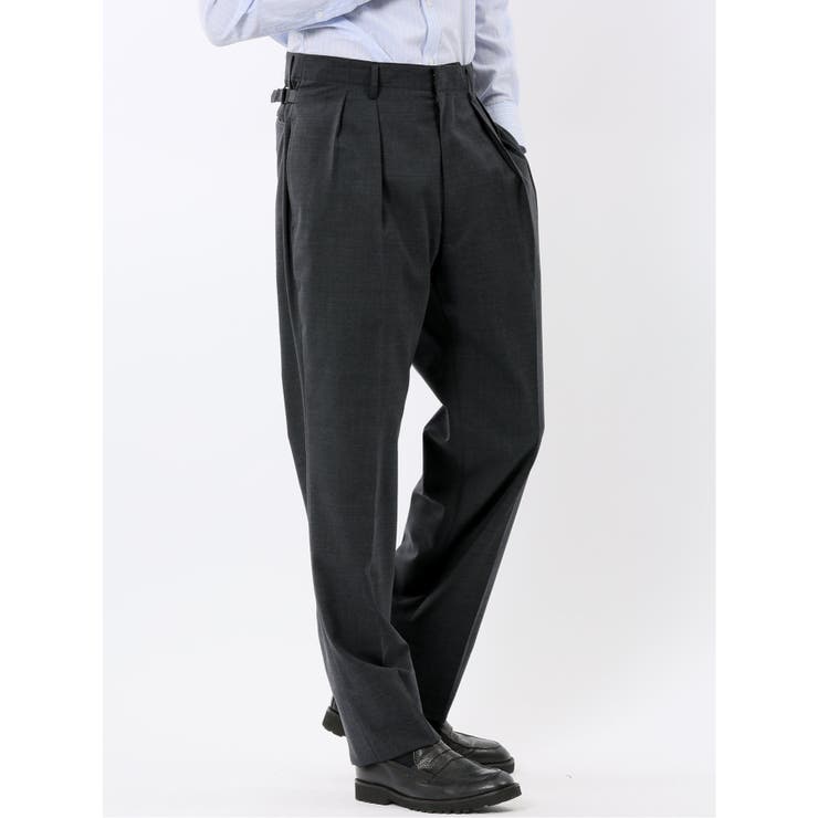 ウール混 ツータック ワイド スラックス グレー | TAKA-Q MEN | 詳細画像4 