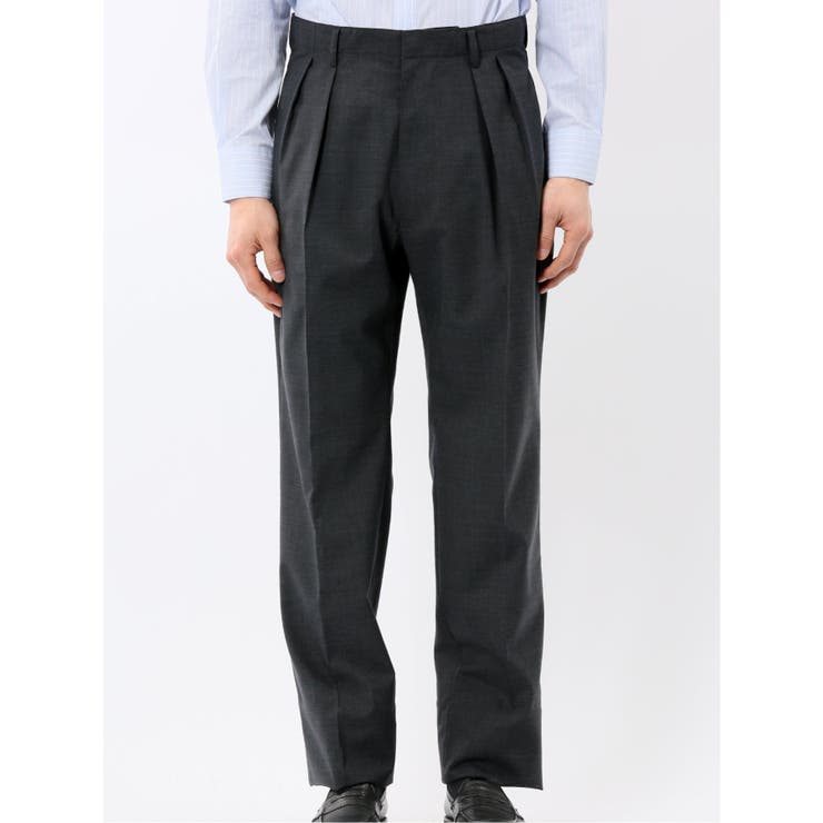ウール混 ツータック ワイド スラックス グレー | TAKA-Q MEN | 詳細画像6 