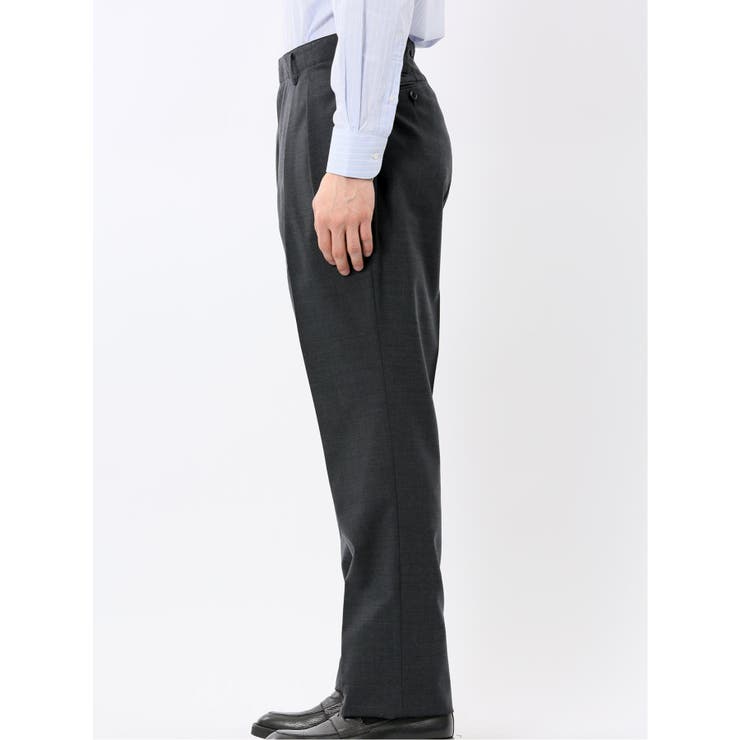 ウール混 ツータック ワイド スラックス グレー | TAKA-Q MEN | 詳細画像7 