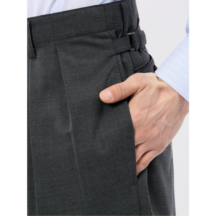 ウール混 ツータック ワイド スラックス グレー | TAKA-Q MEN | 詳細画像9 