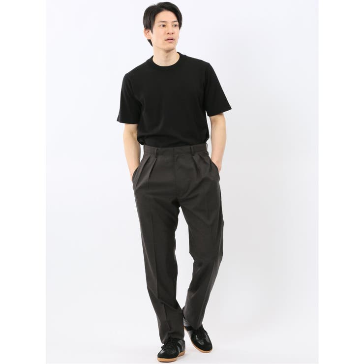 ウール混 ツータック ワイド スラックス 茶 | TAKA-Q MEN | 詳細画像5 