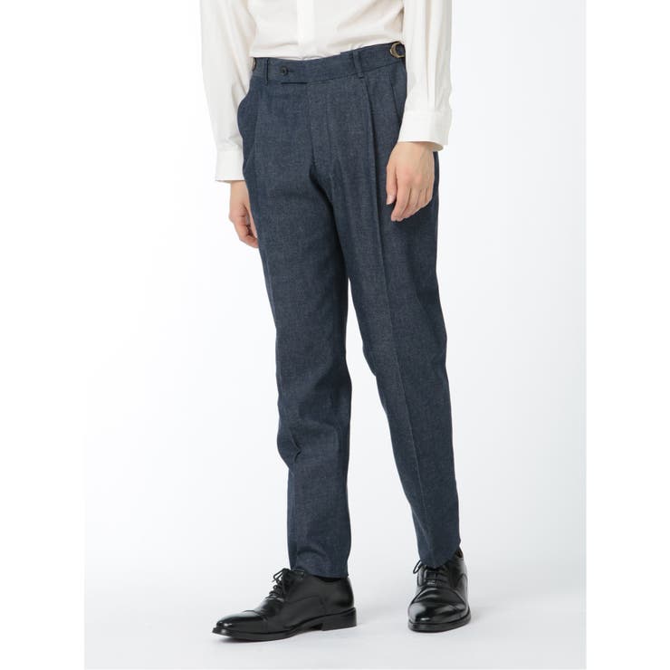 75紺 | ストレッチデニム 2タックパンツ 紺(セットアップ可能) | TAKA-Q MEN