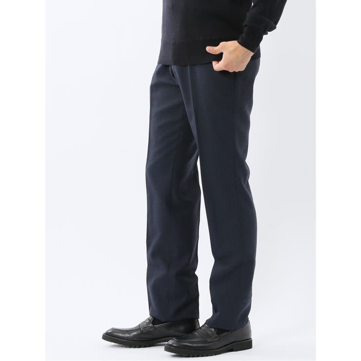 ウォッシャブル ウール混 ノータックスラックス[品番：TKQJ0026608