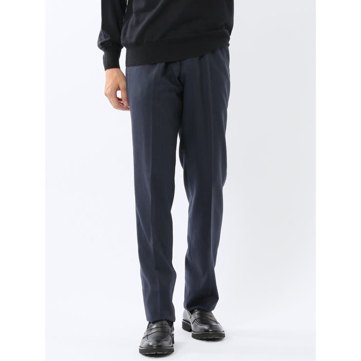 ウォッシャブル ウール混 ノータックスラックス[品番：TKQJ0026608