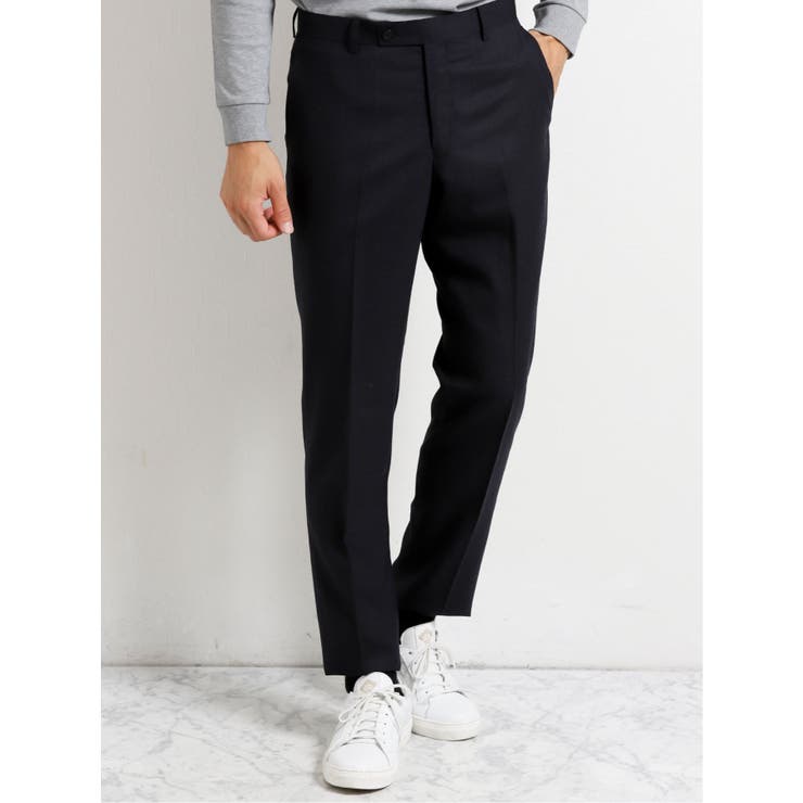 ストレッチウォッシャブル ウール混スリムフィット ノータックススラックス | TAKA-Q MEN | 詳細画像1 