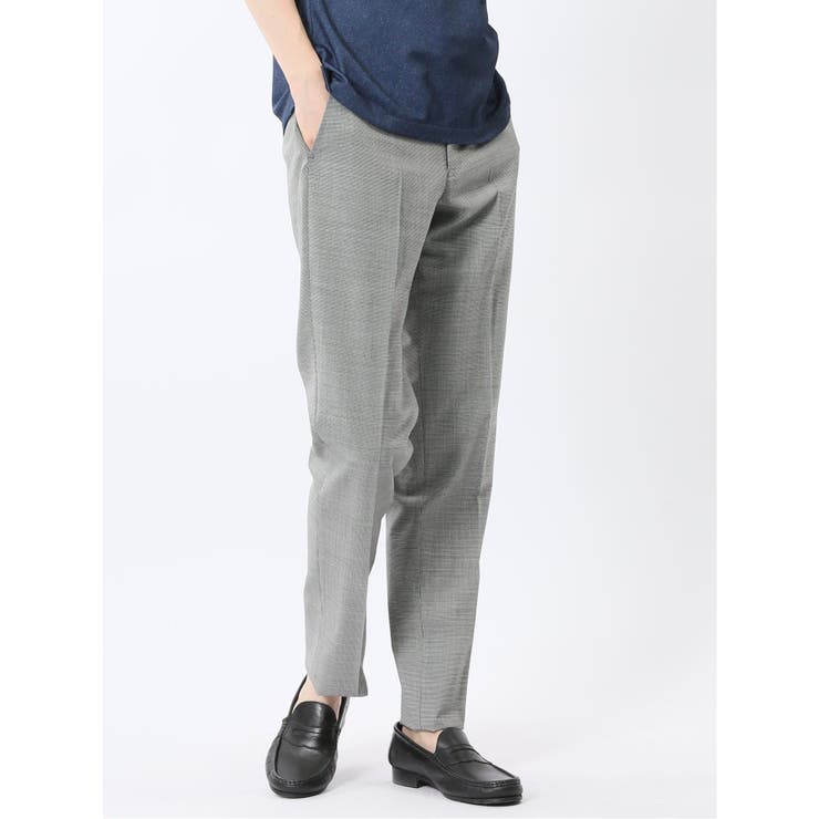 ストレッチウォッシャブル ウール混 スリムフィット ノータックパンツ 千鳥 | TAKA-Q MEN | 詳細画像1 