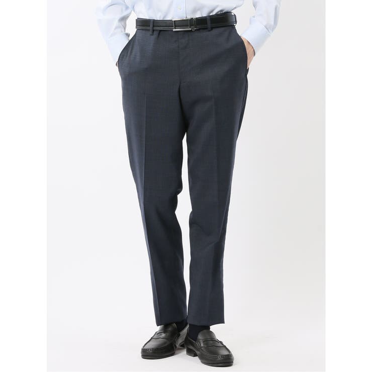 ストレッチウォッシャブル ウール混 スリムフィット ノータックパンツ 小柄紺 | TAKA-Q MEN | 詳細画像1 