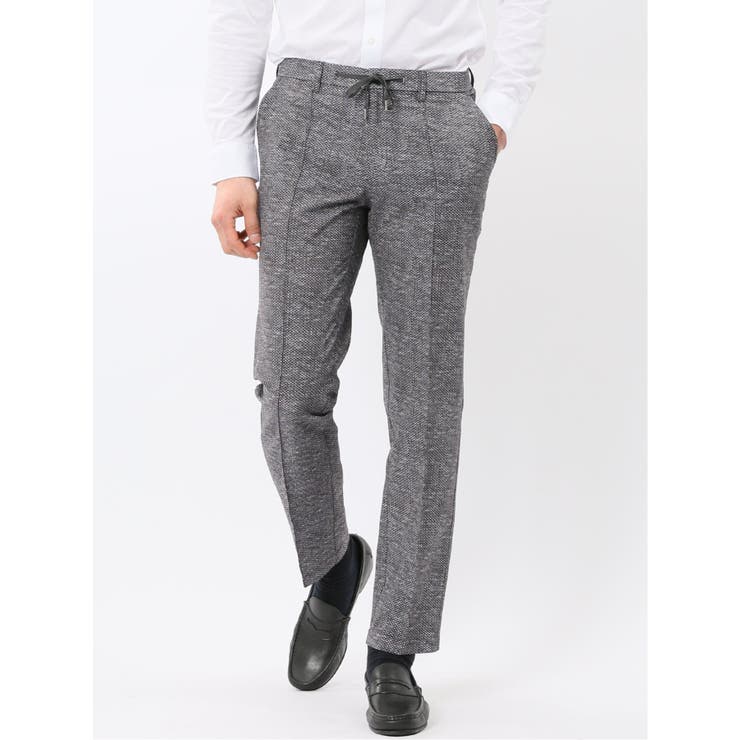 05黒 | ウォッシャブル メッシュプリント ノータック パンツ(セットアップ可能) | TAKA-Q MEN