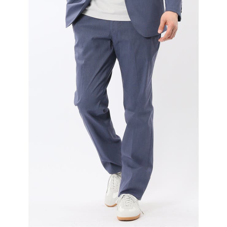 70青 | クロスストレッチ スリムフィット ノータックスラックス 青(セットアップ可能) | TAKA-Q MEN