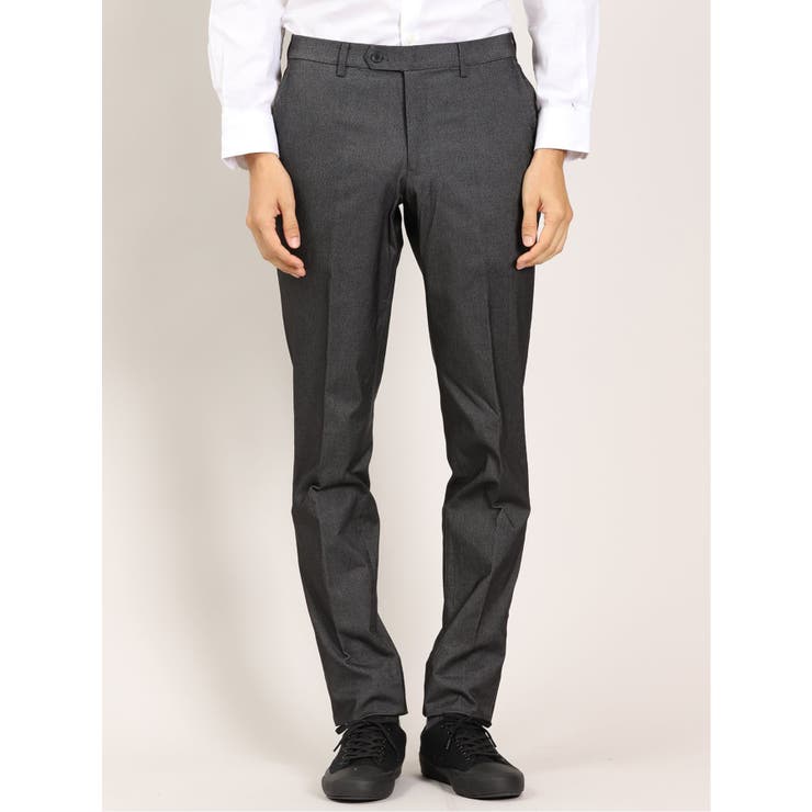 ストレッチ裏起毛 スリムフィット ノータックスラックス デニム黒[品番