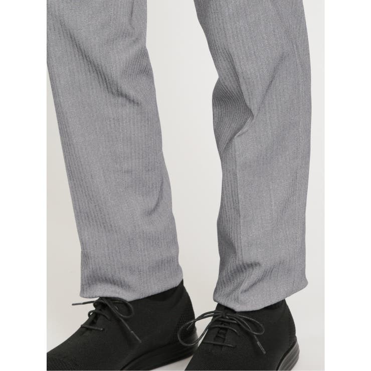 クロスストレッチ スリムフィット ノータックスラックス ヘリンボンライトグレー | TAKA-Q MEN | 詳細画像10 