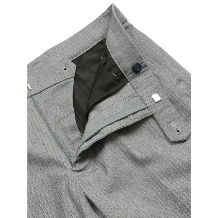 クロスストレッチ スリムフィット ノータックスラックス ヘリンボンライトグレー | TAKA-Q MEN | 詳細画像12 