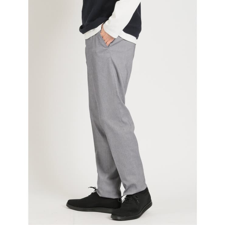 クロスストレッチ スリムフィット ノータックスラックス ヘリンボンライトグレー | TAKA-Q MEN | 詳細画像2 