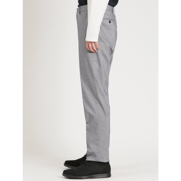 クロスストレッチ スリムフィット ノータックスラックス ヘリンボンライトグレー | TAKA-Q MEN | 詳細画像6 