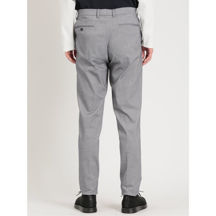 クロスストレッチ スリムフィット ノータックスラックス ヘリンボンライトグレー | TAKA-Q MEN | 詳細画像7 