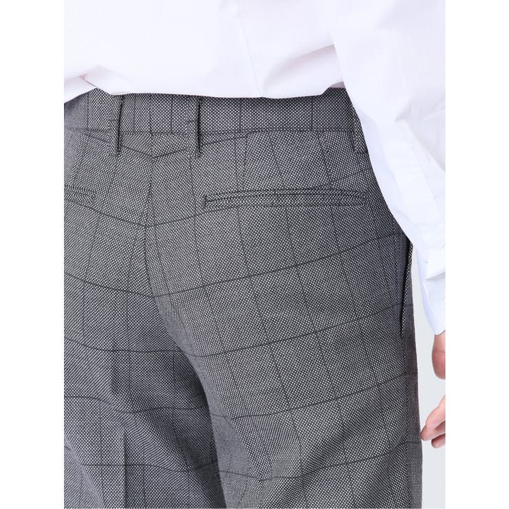 ウール混 スリムフィット ノータックスラックス バーズアイグレー | TAKA-Q MEN | 詳細画像9 