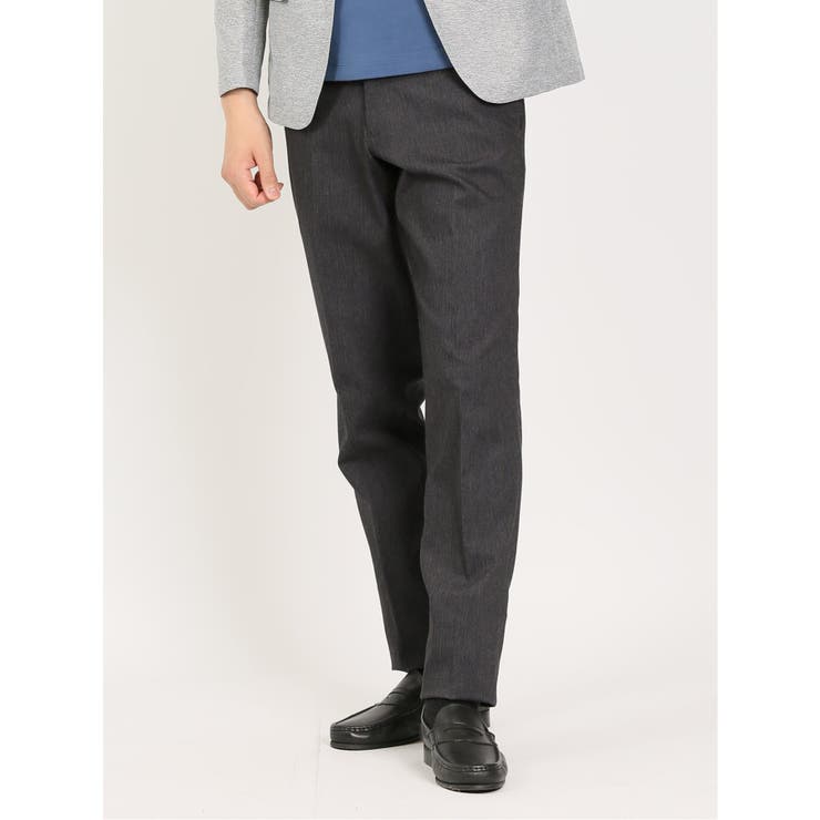 04グレー | スーパーストレッチ スリムフィット ノータックスラックス ヘリンボングレー | TAKA-Q MEN