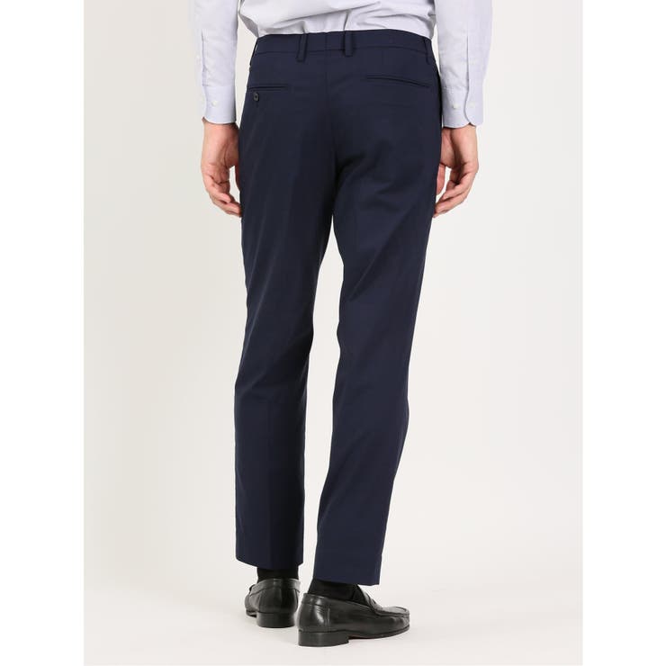 麻混スーパーストレッチ スリムフィット ノータックスラックス 紺 | TAKA-Q MEN | 詳細画像7 