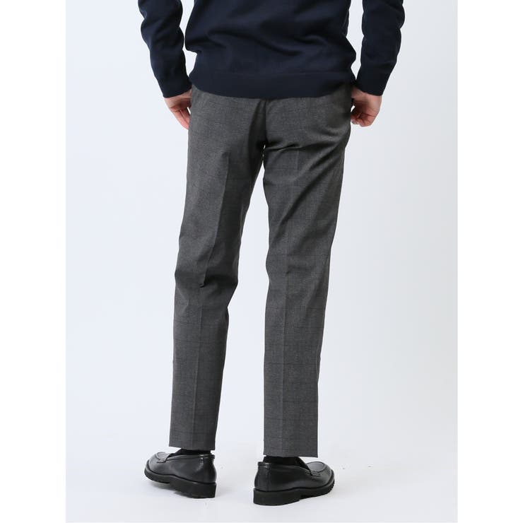 スーパーストレッチ裏起毛 スリムフィット ノータックスラックス チェックグレー | TAKA-Q MEN | 詳細画像3 