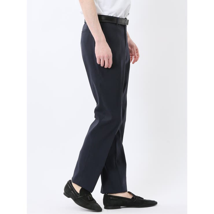 リネン混ストレッチ スリムフィット ノータックスラックス[品番