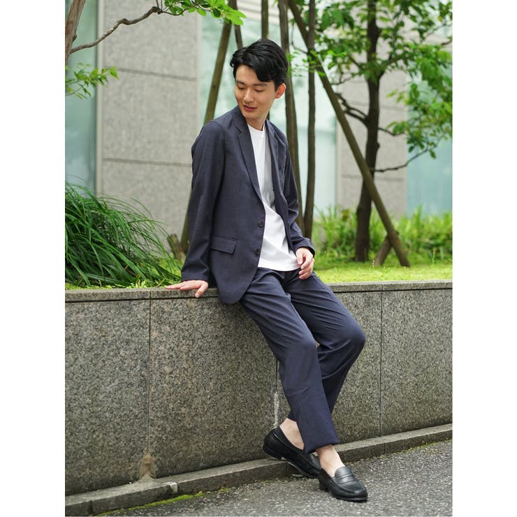 軽量 スリムフィット ノータックパンツ ウィンドペン紺(セットアップ可能) | TAKA-Q MEN | 詳細画像3 