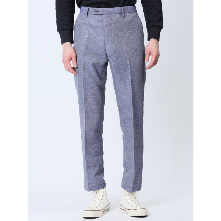 TechLinen スリムフィット ノータックパンツ 青(セットアップ可能) | TAKA-Q MEN | 詳細画像5 