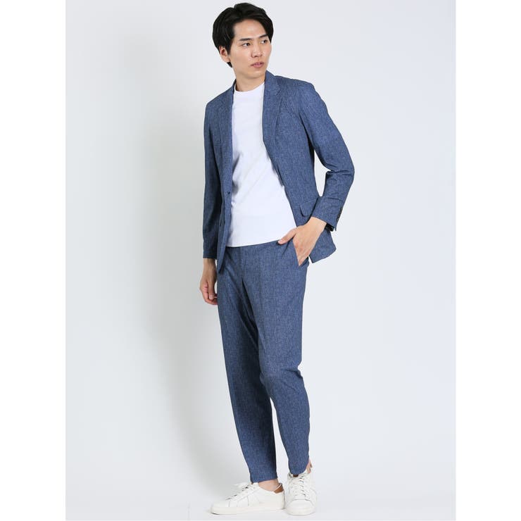 TechDenim スリムフィット ノータックパンツ 青(セットアップ可能) | TAKA-Q MEN | 詳細画像10 