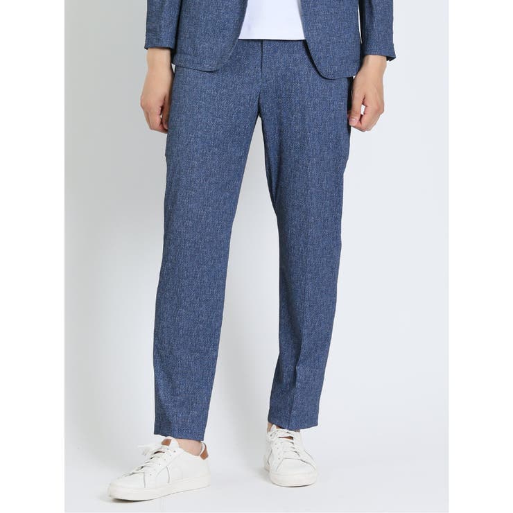 70青 | TechDenim スリムフィット ノータックパンツ 青(セットアップ可能) | TAKA-Q MEN