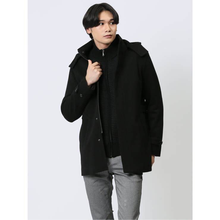 05黒 | ニットメルトン スタンドフードコート | TAKA-Q MEN