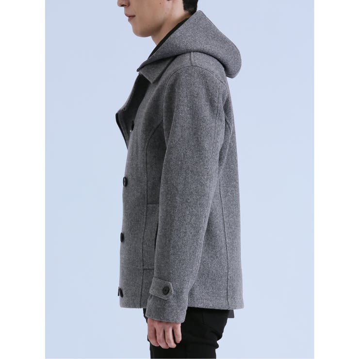 ウールライク フード着脱ピーコート[品番：TKQJ0020420]｜TAKA-Q MEN